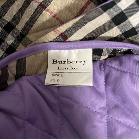 SOLD Burberry Diamond Quilt Jacket Authentic Purple Size Large Mint Condition - Picture 15 of 16